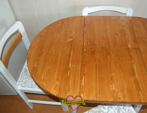 Reposición sobre de madera maciza para mesa de cocina y pintado y tapizado de mesa y sillas de cocina