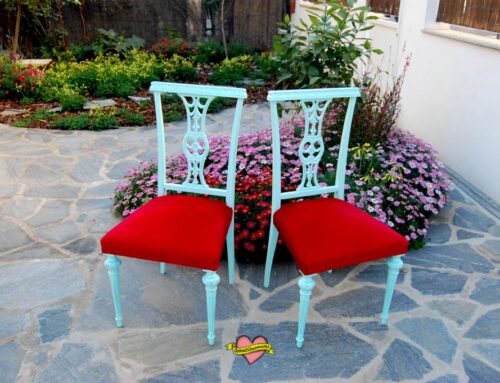 Lacado con acabado decorativo pareja de sillas clásicas