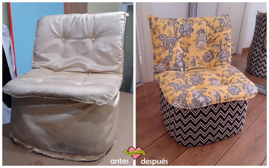 antes y después retapizado descalzadora